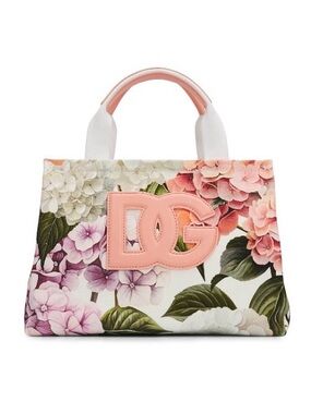 Dolce & Gabbana Pink Floral Hydrangea Logo Top-Handle Tote
